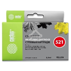 Картридж струйный Cactus CS-CLI521Y желтый (8.4 мл.) для Canon Pixma MP540/MP550/MP620/MP630/MP640/MP660/MP980/MP990/iP3600/iP4600/iP4700/MX860