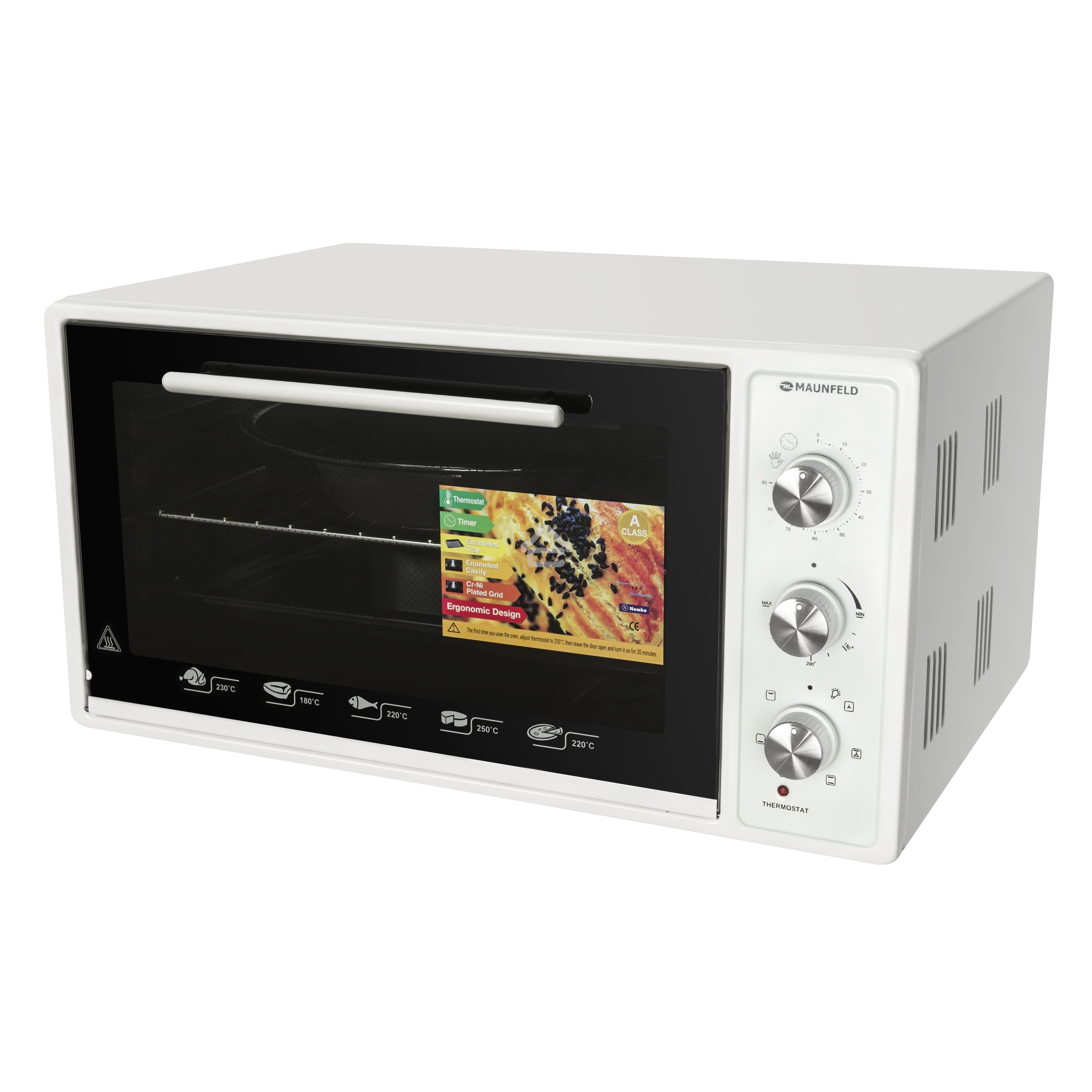 Мини-печь Maunfeld CEMOA.456.W ширина 60 см, механическое управление, 45 л,конвекция, белый