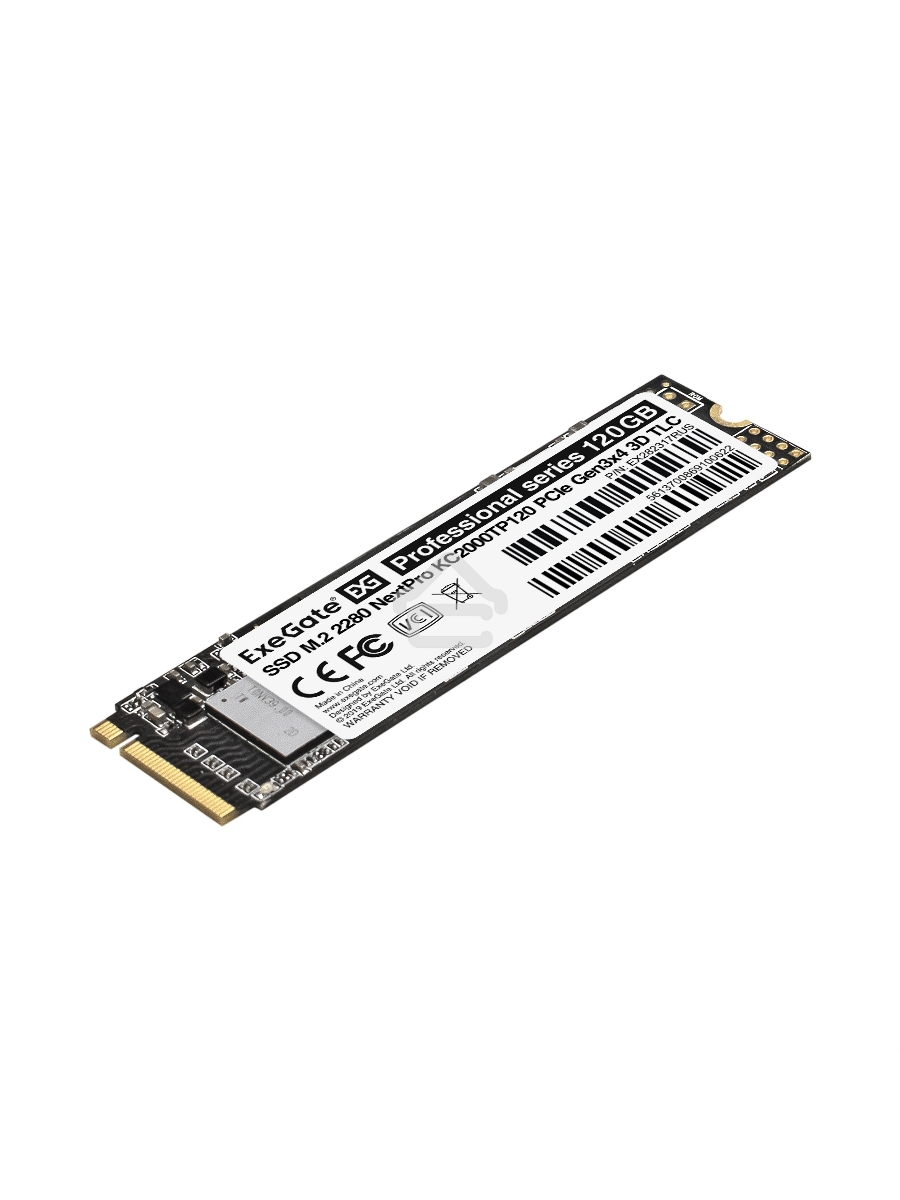 Накопитель SSD ExeGate NextPro KC2000TP120, 120Gb, M.2 2280, PCIe 3.0 x4, NVMe, R/W 1200/600