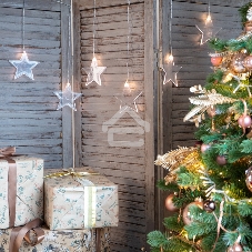 Гирлянда светодиодная «Звезды» 1,5х0,6 м, прозрачный провод, теплый белый свет свечения NEON-NIGHT