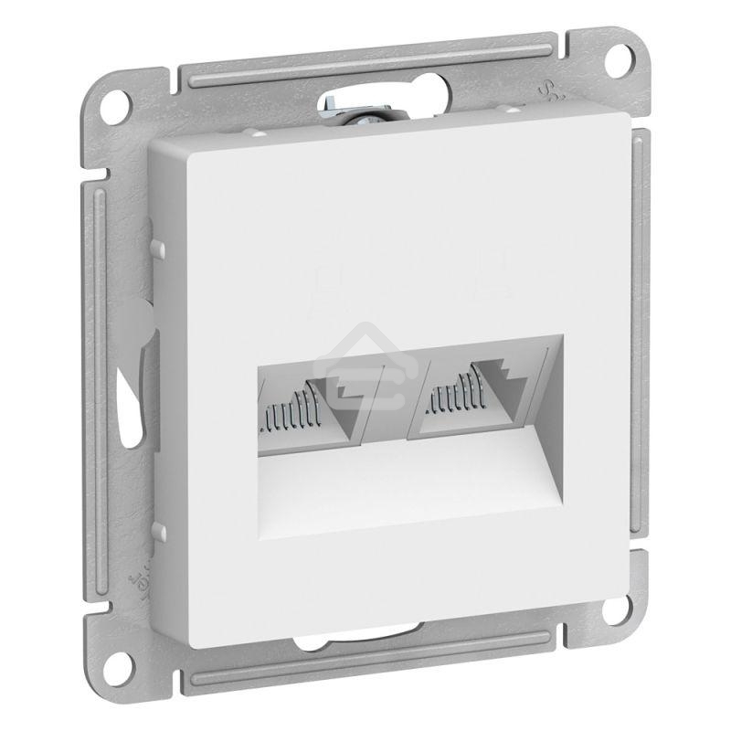Розетка двойная компьютерная RJ45+RJ45, кат.5E, механизм, БЕЛЫЙ
