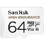 Флеш карта microSD 64GB SanDisk microSDXC Class 10 UHS-I U3 V30 High Endurance Video Monitoring Card