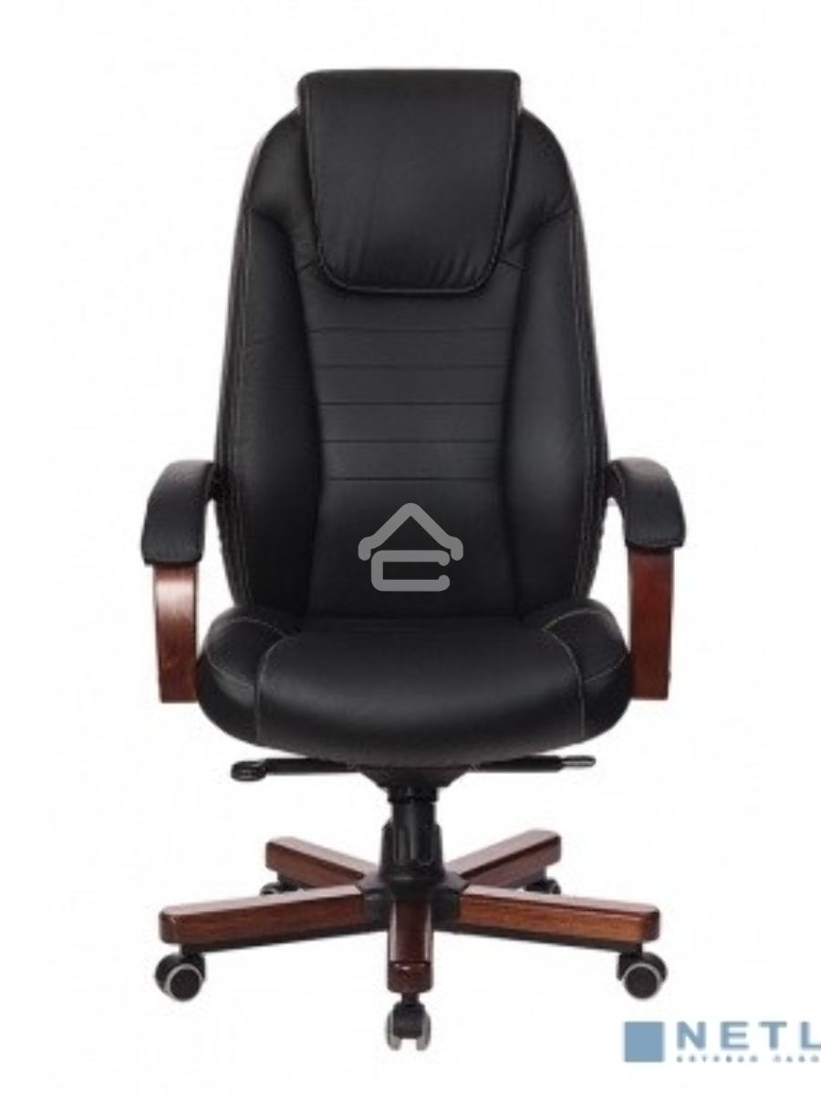 Кресло руководителя Бюрократ T-9923WALNUT/BLACK черный, кожа, крестовина дерево