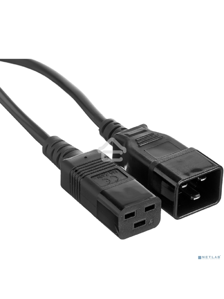 Кабель питания (UPS) ExeGate Power EC20-3P (С19->С20) VDE-250V-3*1.5-СU, 16А, черный, 3м