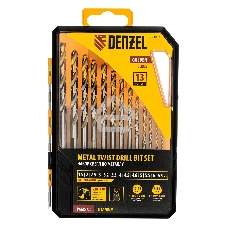 Набор сверл по металлу Denzel 1,5-6,5мм, Р6М5-TiN, Golden Tip, 13 шт 723002