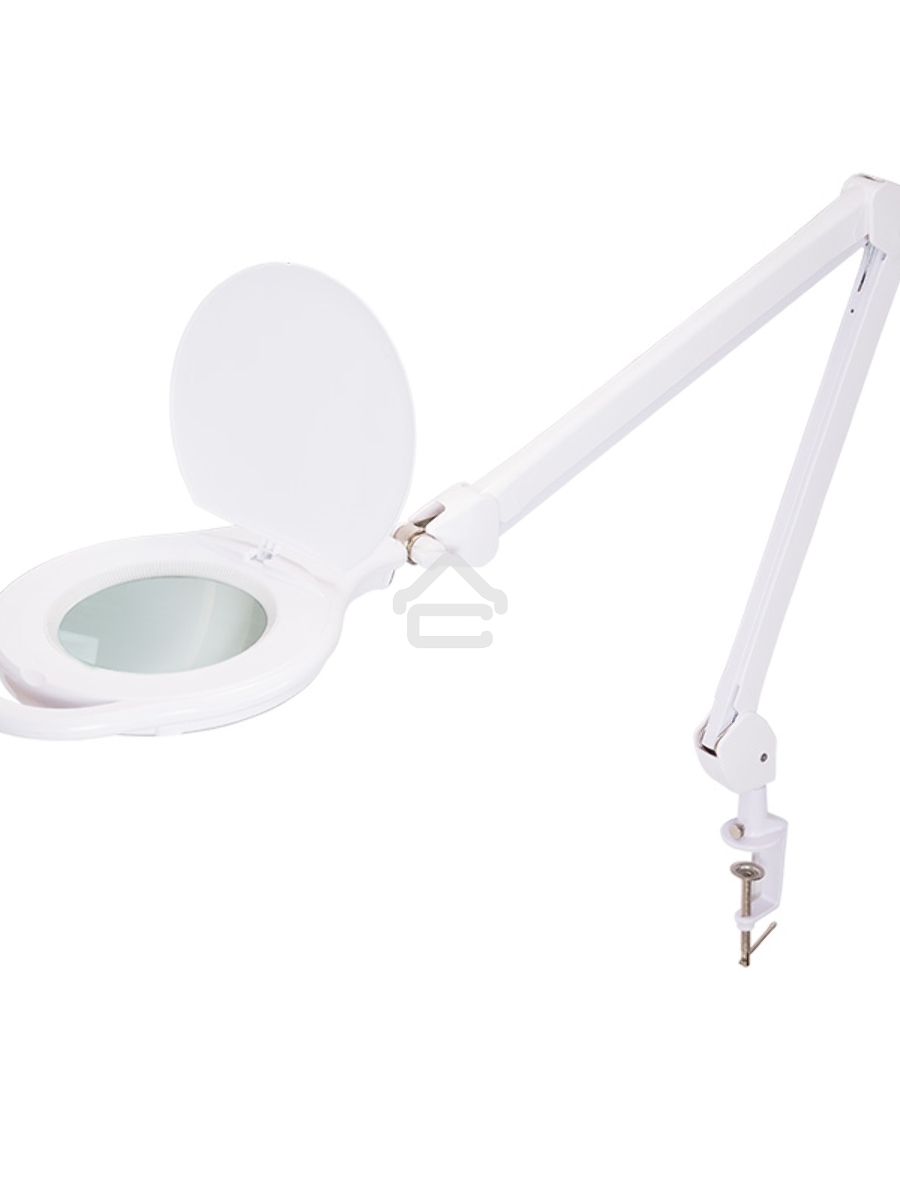 Лупа на струбцине Rexant, круглая, 5D, с подсветкой 96 LED, теплый и холодный свет, белая