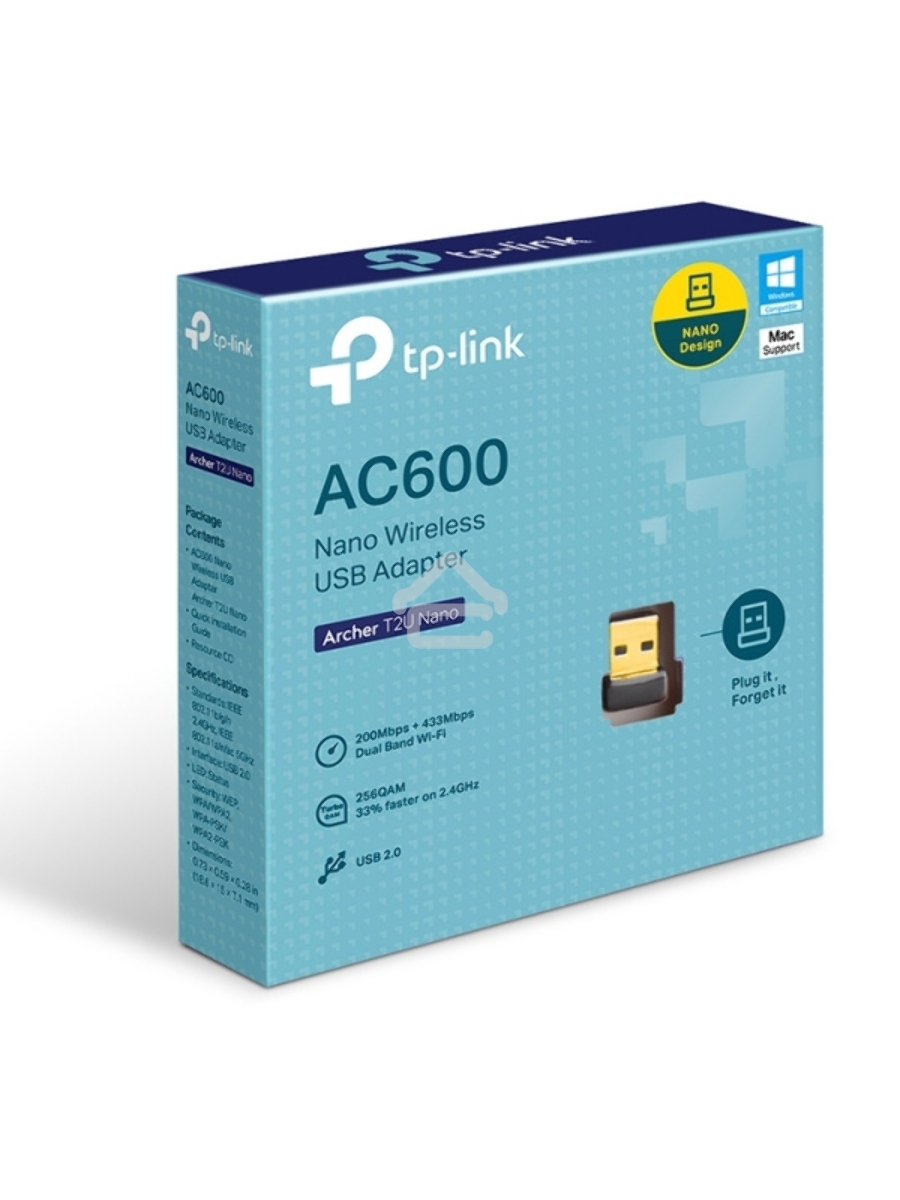 Адаптер TP-LINK Archer T2U NANO AC600 Nano Wi-Fi USB-адаптер