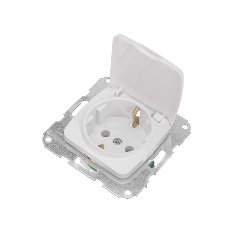 Розетка Kranz 1-ая с/з DEA с крышкой с/у 16А мех. белый