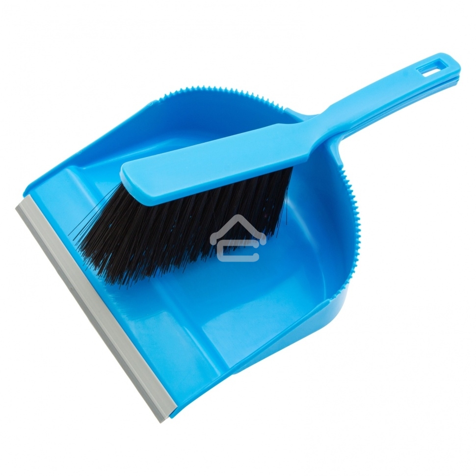 Набор: совок с кромкой 330x225 мм и щетка-сметка 285 мм, голубой, Home Palisad