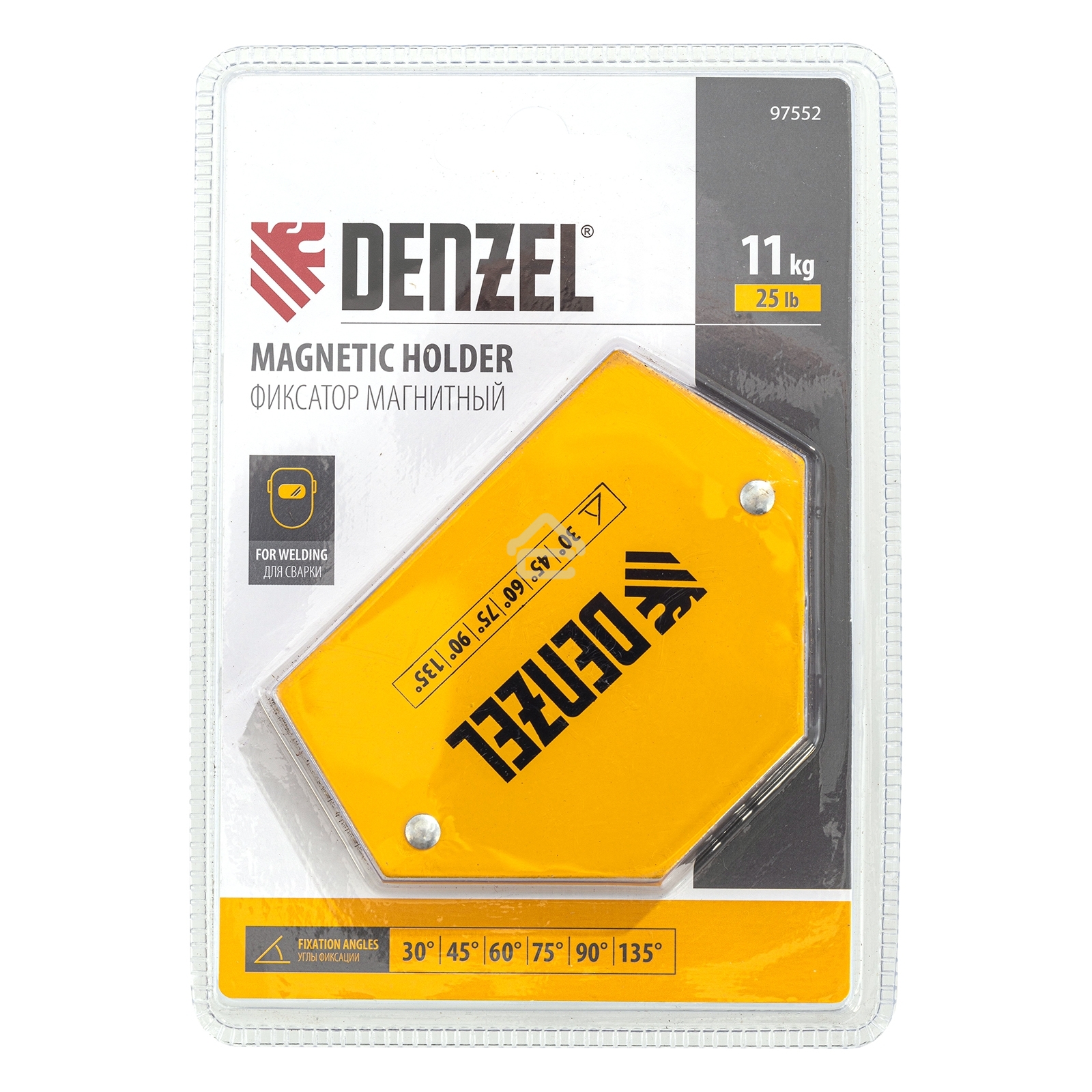 Фиксатор магнитный Denzel для сварочных работ усилие 25 LB, 30х45х60х75х90х135 град.
