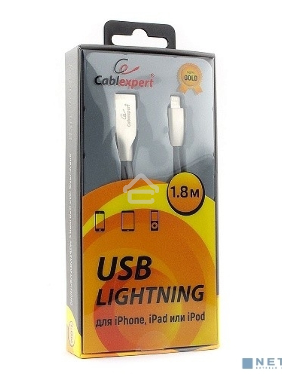 Кабель Cablexpert для Apple CC-G-APUSB01Bk-1.8M, AM/Lightning, серия Gold, длина 1.8м, черный, блистер