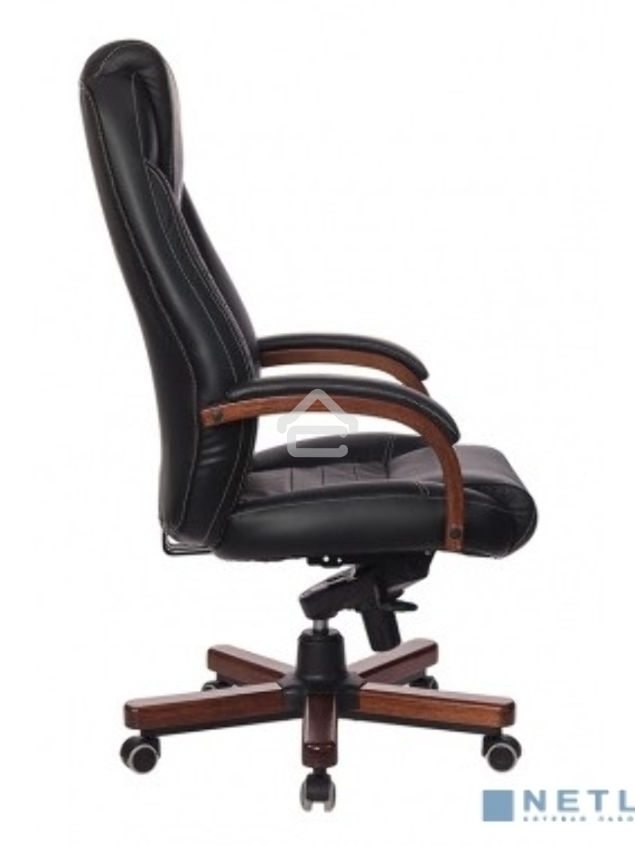 Кресло руководителя Бюрократ T-9923WALNUT/BLACK черный, кожа, крестовина дерево