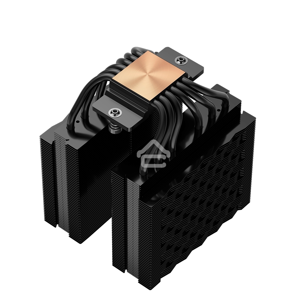Кулер для процессора PCCooler RT620 BK (250W, 4-pin PWM, 157mm, Al/Cu, 6x6mm, 2x120mm, 73.32CFM, 34.9dBA, 2200RPM, S: 1851/1700/1200/115X, AM5/AM4, black)