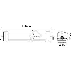 Светильник светодиодный Gauss IP65 1170x60x55мм 36Вт 2500lm 6500К линейн. мат. с возм. соед. в линию
