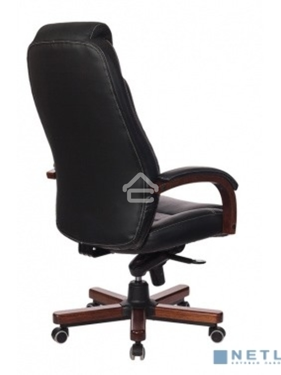 Кресло руководителя Бюрократ T-9923WALNUT/BLACK черный, кожа, крестовина дерево