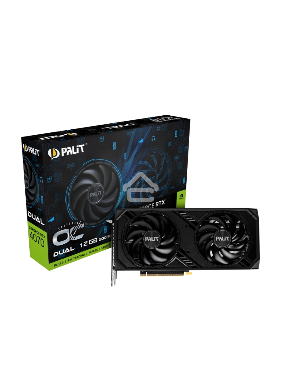 Видеокарта Palit RTX4070 DUAL OC NVIDIA GeForce RTX 4070 12Gb 192bit GDDR6 1920/20000 HDMIx1 DPx3 HDCP Ret