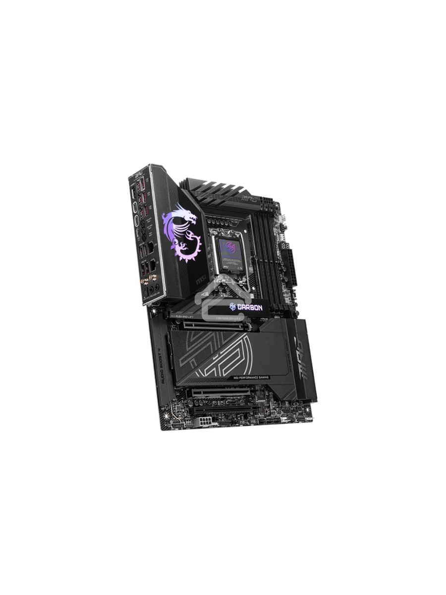 Материнская плата MSI MPG Z890 CARBON WIFI, LGA 1851, Intel Z890, 4xDDR5, 4xSATA, 5xM.2, 1xPCI-E 5.0 x16, 1xPCI-E 5.0 x8, 1xPCI-E 4.0 x4, 1xHDMI, 2xUSB-C Thunderbolt 4, 1xUSB-C 3.2 Gen 2, 10xUSB-A 3.2 Gen 2, 2x 5Gb LAN, 2x3.5 мм, 7.1, ATX