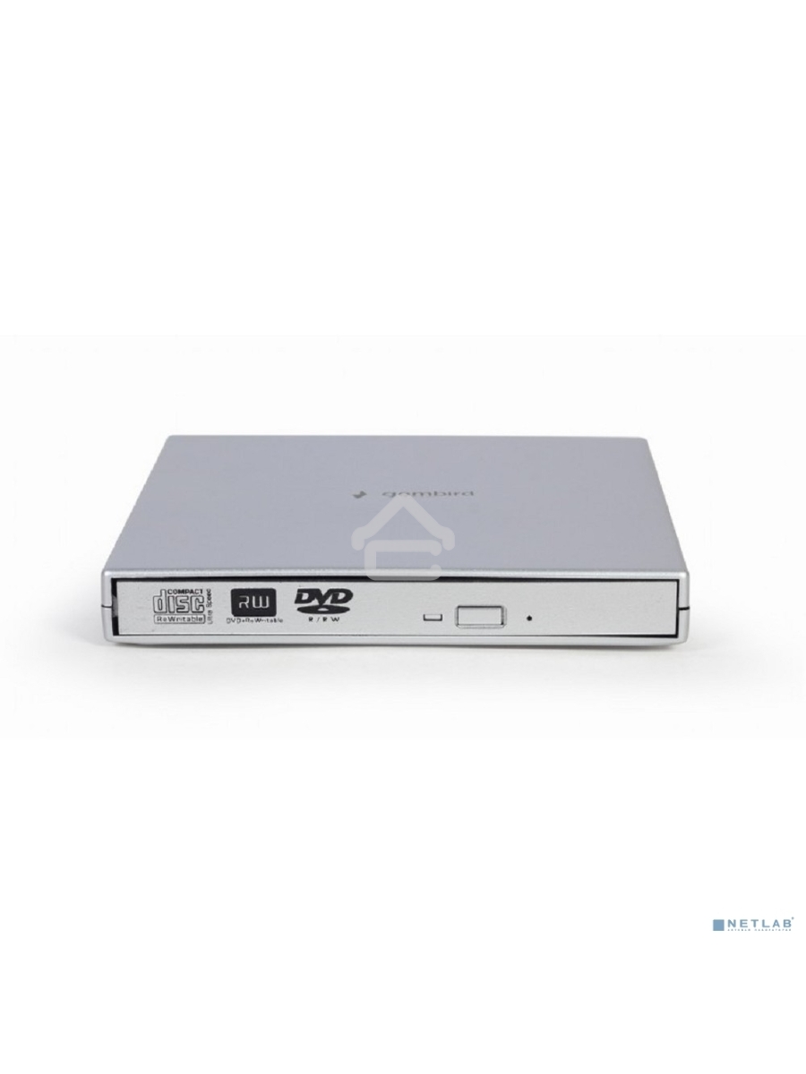 Оптический привод внешний с интерфейсом USB 2.0 Gembird DVD-USB-02-SV пластик, серебро