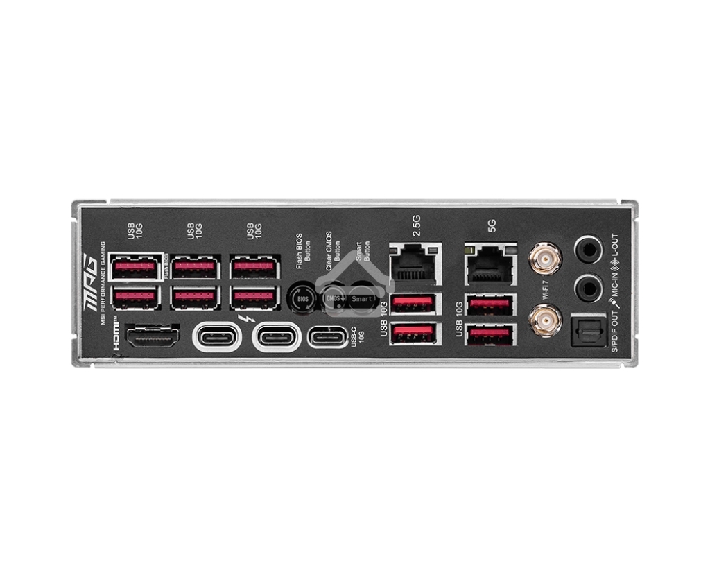 Материнская плата MSI MPG Z890 CARBON WIFI, LGA 1851, Intel Z890, 4xDDR5, 4xSATA, 5xM.2, 1xPCI-E 5.0 x16, 1xPCI-E 5.0 x8, 1xPCI-E 4.0 x4, 1xHDMI, 2xUSB-C Thunderbolt 4, 1xUSB-C 3.2 Gen 2, 10xUSB-A 3.2 Gen 2, 2x 5Gb LAN, 2x3.5 мм, 7.1, ATX