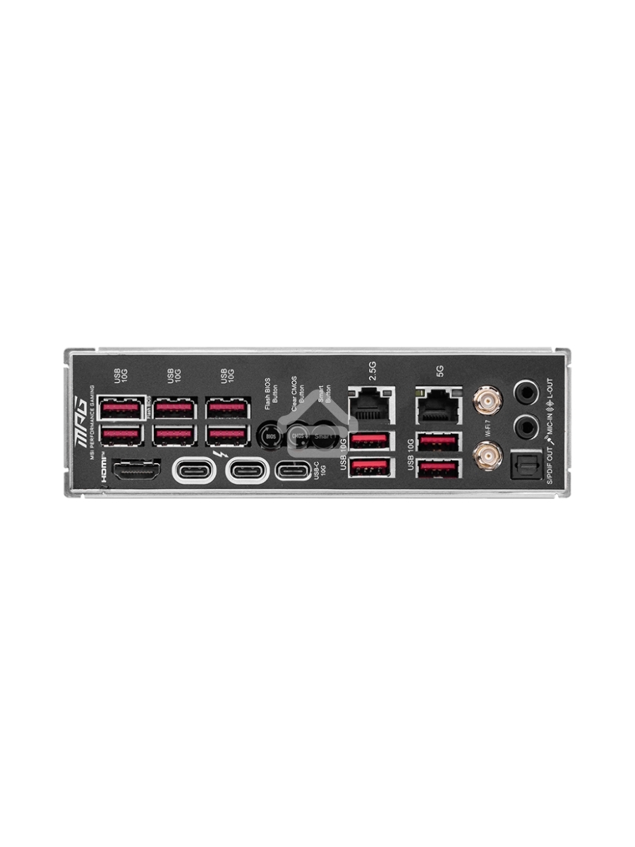 Материнская плата MSI MPG Z890 CARBON WIFI, LGA 1851, Intel Z890, 4xDDR5, 4xSATA, 5xM.2, 1xPCI-E 5.0 x16, 1xPCI-E 5.0 x8, 1xPCI-E 4.0 x4, 1xHDMI, 2xUSB-C Thunderbolt 4, 1xUSB-C 3.2 Gen 2, 10xUSB-A 3.2 Gen 2, 2x 5Gb LAN, 2x3.5 мм, 7.1, ATX