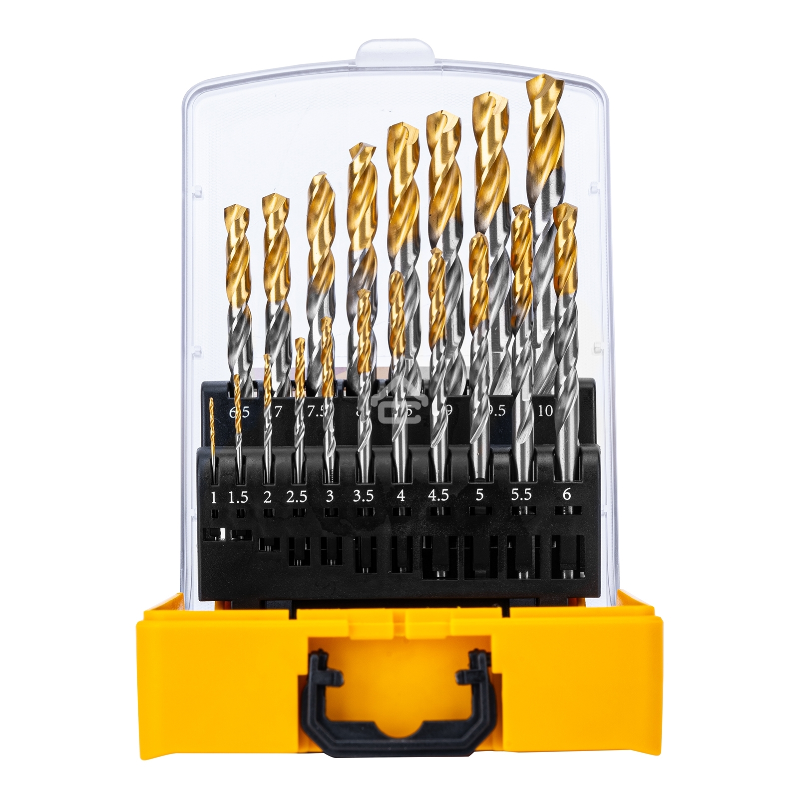 Набор сверл по металлу Denzel 1-10 мм, Р6М5-TiN, Golden Tip, 19 шт 723003
