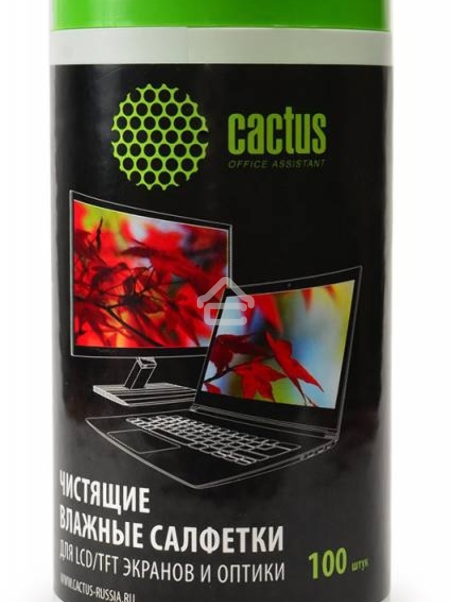 Салфетки Cactus CS-T1001 Туба с чистящими салфетками для экранов и оптики, 100 шт