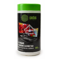Салфетки Cactus CS-T1001 Туба с чистящими салфетками для экранов и оптики, 100 шт
