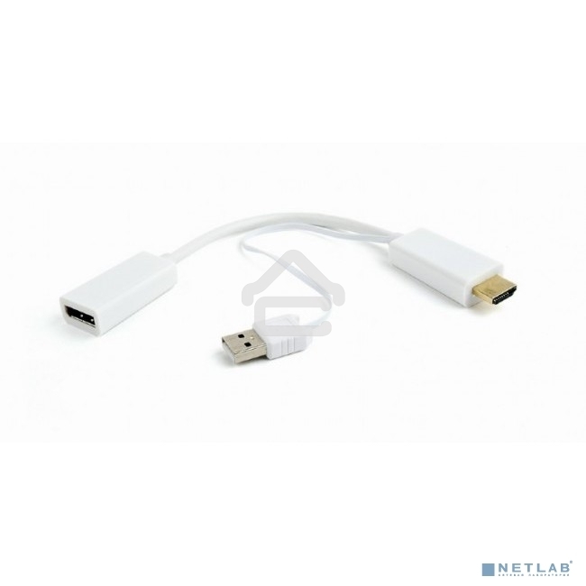 Конвертер HDMI->DisplayPort, Cablexpert DSC-HDMI-DP-W, HD19M+USBxHD20F, белый