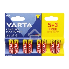 Батарея Varta LongLife Max Power Alkaline LR6 BL5+3 AA (8шт) блистер
