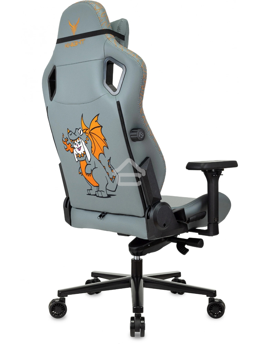 Кресло игровое Knight Craft Dragon серый эко.кожа крестов. металл