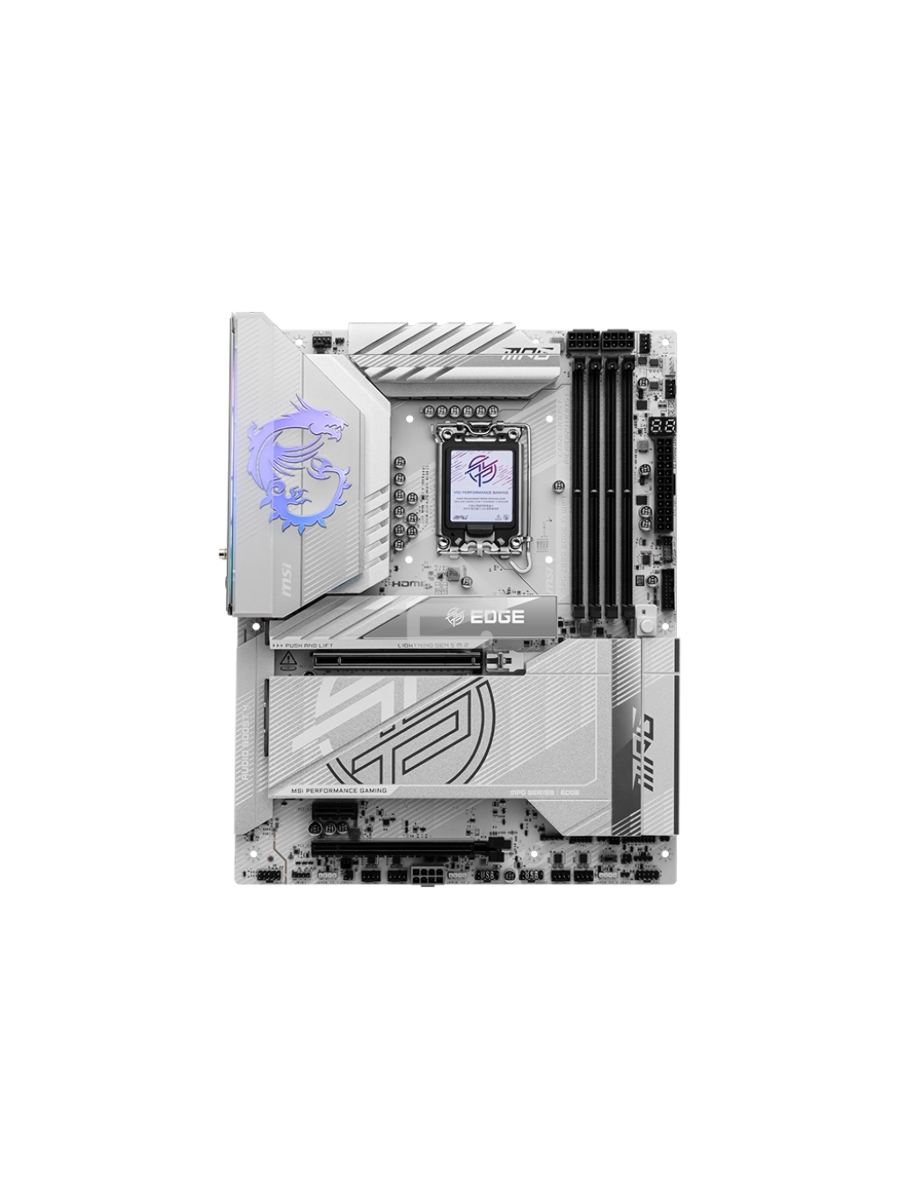 Материнская плата MSI MPG Z890 EDGE TI WIFI, LGA 1851, Intel Z890, 4xDDR5, 4xSATA, 5xM.2, 1xPCIe 5.0 x16, 1xPCIe 4.0 x4, 1xPCIe x1, 1xHDMI, 1x5Gb LAN, 1xUSB-A 2.0, 4xUSB-A 3.2 Gen 1, 4xUSB-A 3.2 Gen 2, 1xUSB-C 3.2 Gen 2, 2xUSB-C TB4, 2x3.5 мм, 7.1, ATX