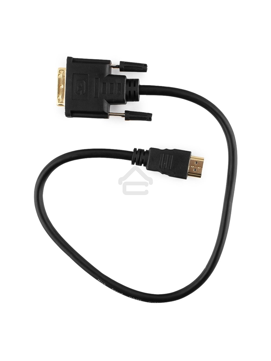 Кабель HDMI-DVI Cablexpert CC-HDMI-DVI-0.5M, 19M/19M, single link, медь, позол.разъемы, экран, 0.5м, черный, пакет