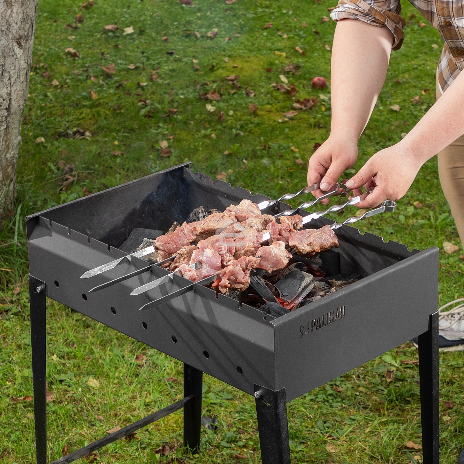 Мангал сварной, 605х375х138/640 мм, сталь 2 мм, Camping Palisad