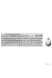 Комплект беспроводной Genius Smart KM-8230 WHITE, клавиатура+мышь, USB, 1 мини-ресивер на оба устройства. Клавиатура: 104 клавиши кнопка SmartGenius, клавиши т