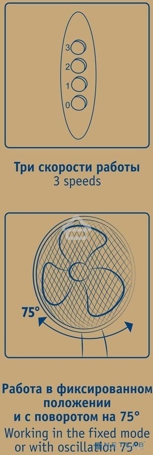 Вентилятор напольный Scarlett SC-SF111B29 45Вт скоростей:3 белый/голубой