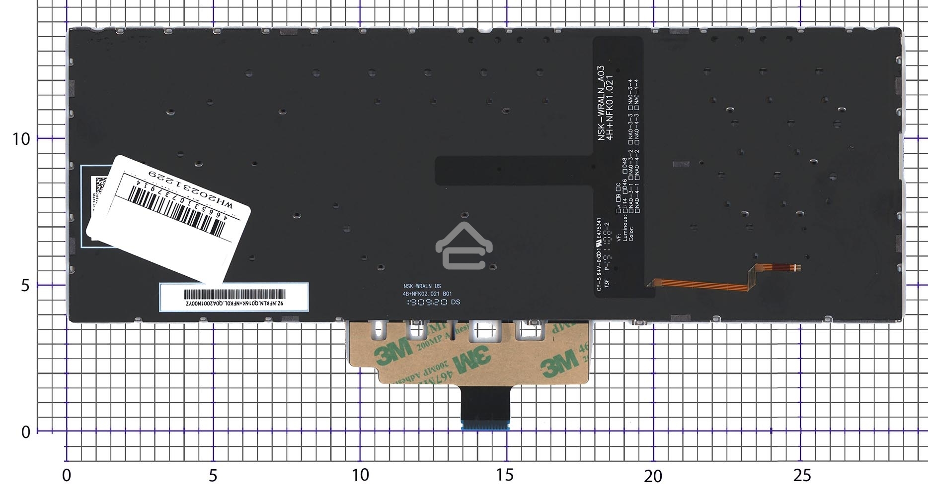 Клавиатура для ноутбука Asus ZenBook 14 UX434FA синяя с подсветкой