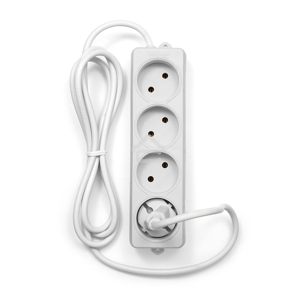 Удлинитель Гарнизон EL-NL4-W-2, 4 розетки допустимый ток 10А, длина 2 м.