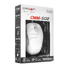 Мышь проводная Crown CMM-502 белый, 1000 dpi, USB, кнопки - 3