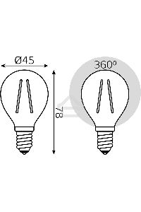 Лампа филам. Gauss Filament 13Вт цок.:E14 шар св.свеч.бел.теп. (упак.:10шт) (105801113)