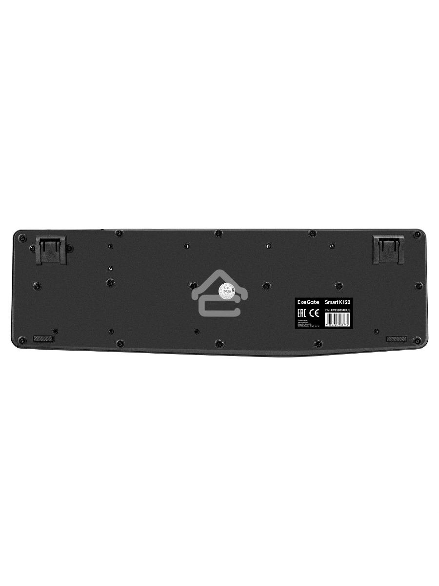 Клавиатура ExeGate EX298364RUS Smart K120 (USB, полноразмерная, влагозащищенная, 104кл., Enter большой, длина кабеля 1,6м, черная, RTL)