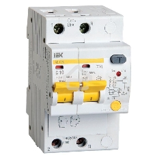 Выключатель автоматический дифференциального тока Iek MAD12-2-010-C-030 АД12М 2Р С10 30мА ИЭК