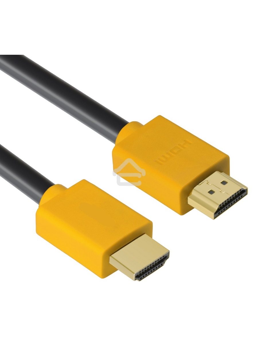 Кабель Greenconnect 1.5m HDMI версия 2.0, HDR 4:2:2, Ultra HD, 4K 60 fps 60Hz/5K*30Hz, 3D, AUDIO, 18.0 Гбит/с, 28/28 AWG, OD7.3mm, тройной экран, черный, желтые коннекторы