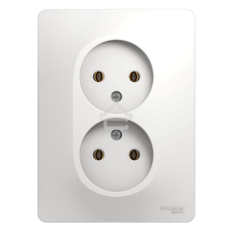 Розетка 2-м СП Glossa 16А IP20 без заземл. бел. SchE GSL000120