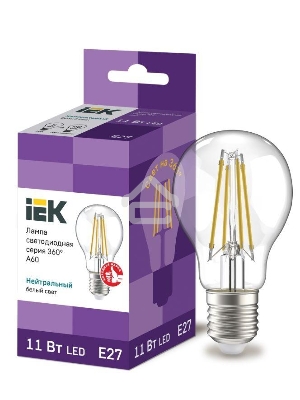 Лампа LED A60 шар прозр. Iek LLF-A60-11-230-40-E27-CL 11Вт 230В 4000К E27 серия 360°