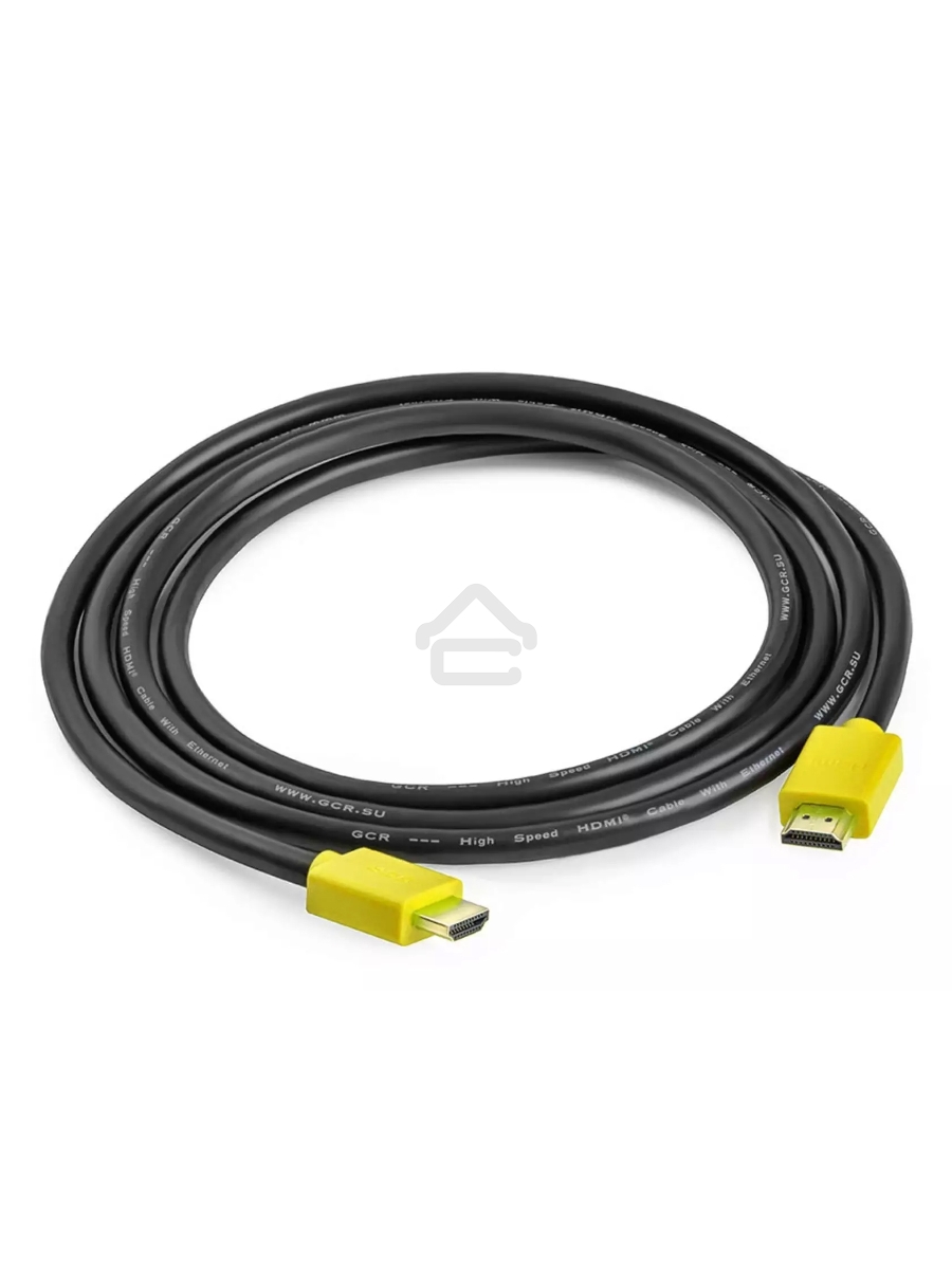 Кабель Greenconnect 1.5m HDMI версия 2.0, HDR 4:2:2, Ultra HD, 4K 60 fps 60Hz/5K*30Hz, 3D, AUDIO, 18.0 Гбит/с, 28/28 AWG, OD7.3mm, тройной экран, черный, желтые коннекторы