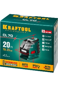 Уровни лазерные KRAFTOOL 34660  линейный ''cl-70'' 20м / 70м детектор