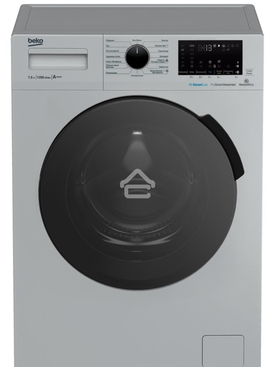 Стиральная машина Beko WSPE7H616S cеребристый, загрузка фронтальная 7,5 кг, 1200 об/мин., класс: А