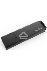 Флеш диск Netac U351 64Gb <NT03U351N-064G-20BK>, USB2.0, с колпачком, металлическая чёрная