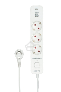 Сетевой фильтр Гарнизон EPS-3-CU2-W-2 2.0 Мультипорт 3р, 10А, 1xType-C PD, 2 х USB QC, 2м, ур.защиты 2+, белый, пак (21448)
