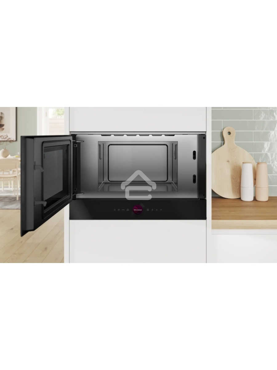 Микроволновая печь встраиваемая Bosch BFL9221B1 черный, 21 л, 900 Вт, переключатели - сенсор/поворотный механизм